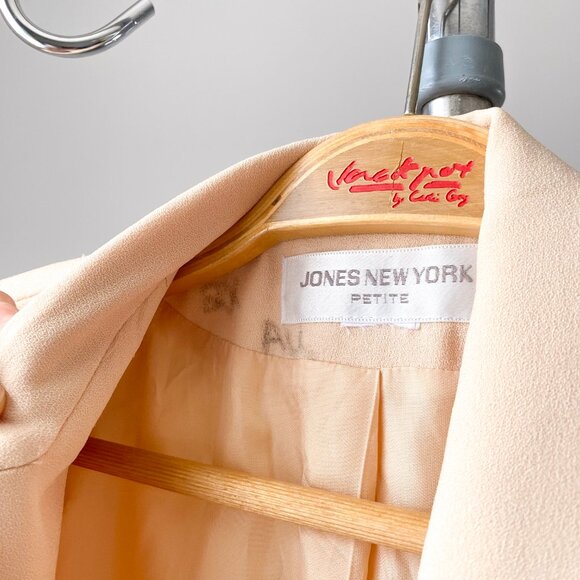 🍂 90s Butter Yellow Tailored Double Breasted Crepe Blazer Size M - Picture 7 of 7